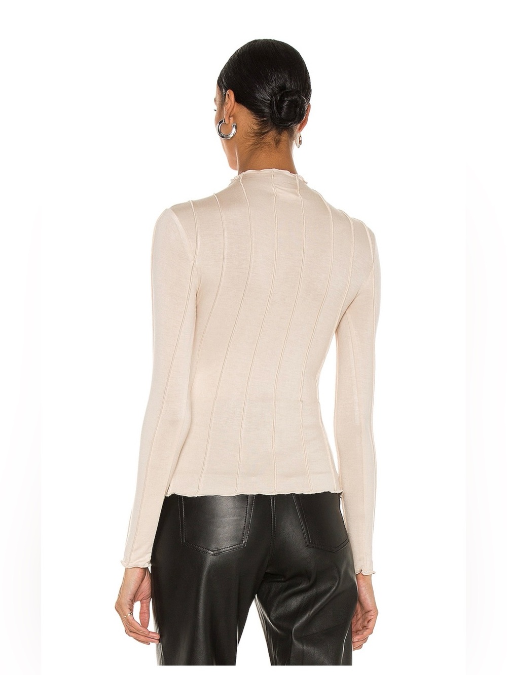 Lovers and Friends Seamed Long Sleeve Top Beige S NWT - Picture 3 of 5